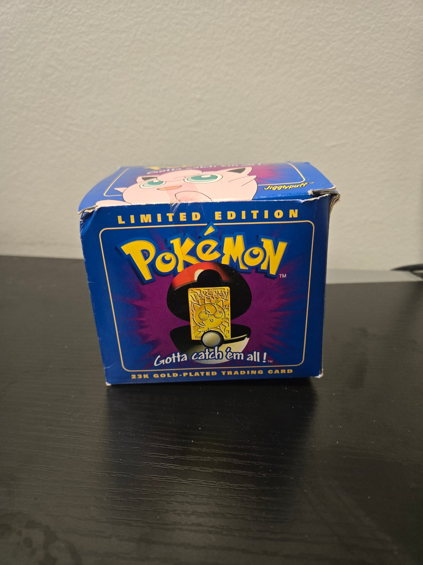 Pokemon Trading Card Vintage 1999 Burger King 23k Gold Plated Jigglypuff BLUE BOX