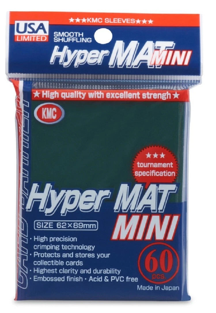 KMC Sleeves Hyper Mat Mini GREEN Matte Japanese Size 62x89mm (60 Count Pack)