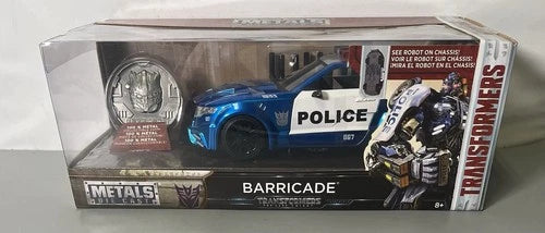 Jada Metals Die Cast Transformers BARRICADE Police Car with Coin