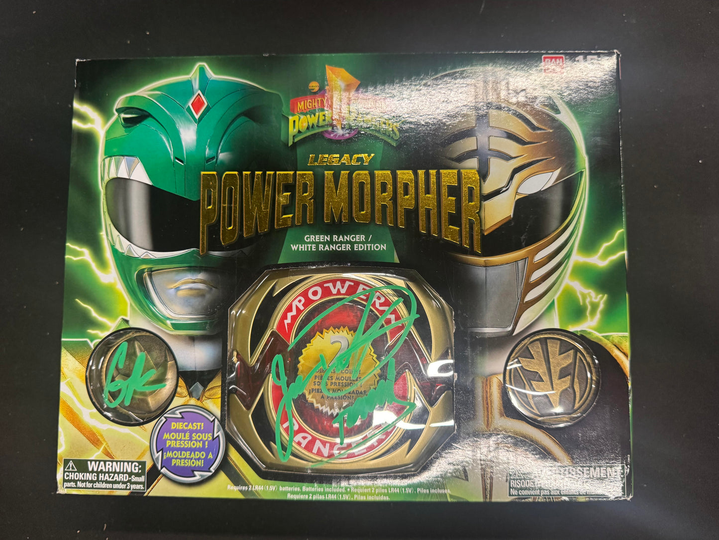 Bandai Mighty Morphin Power Rangers Legacy Morpher Green White Ranger Signed