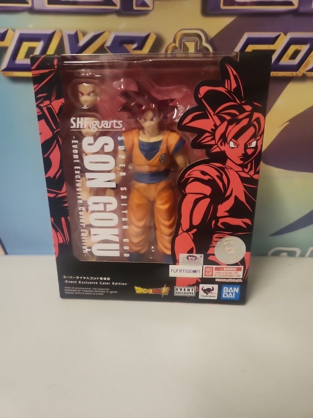 Bandai Tamashii Nations S.H.Figuarts Super Saiyan GOD Son Goku SDCC 2021...