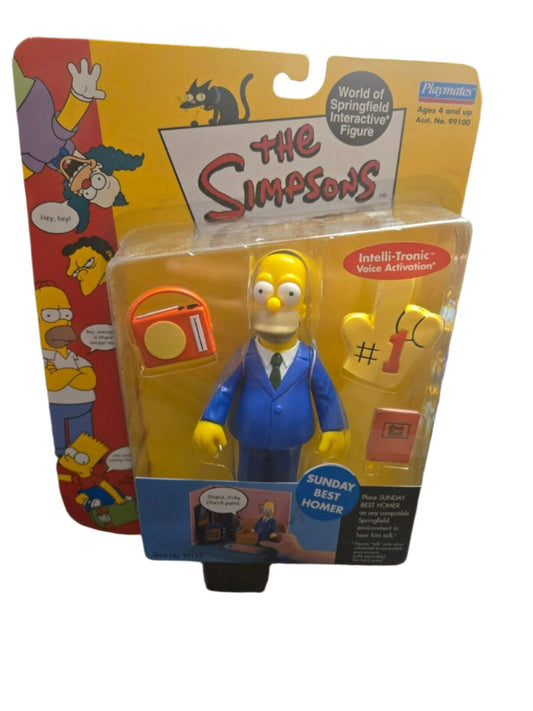 Simpsons Sunday Best Homer Action Figure WOS MOC Series 3 RARE Intelli-Tronic!