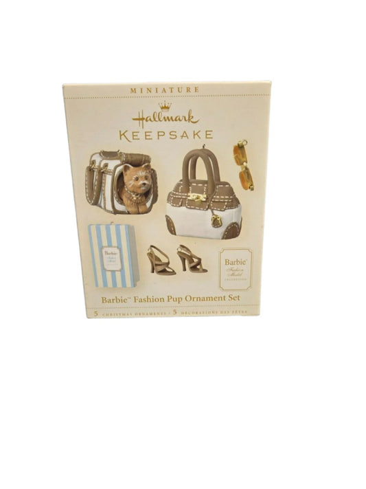 Hallmark Keepsake Barbie Fashion Pup Ornament Set of 5 Miniature Ornaments 2006
