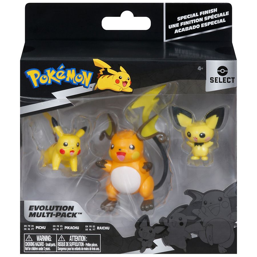 Pokémon Evolution 3 Pack - Pichu, Pikachu, Raichu Figures