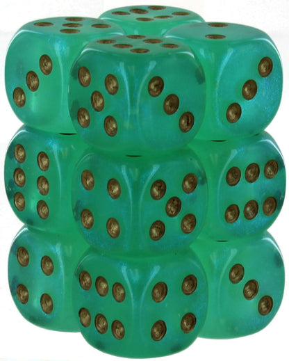 Chessex Borealis Luminary Dice 16mm Light Green, Pack of 12