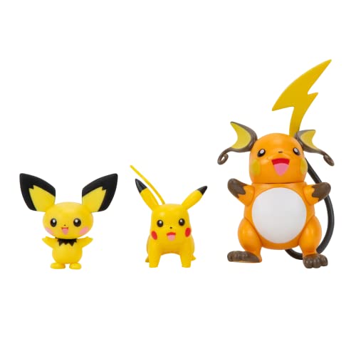 Pokémon Evolution 3 Pack - Pichu, Pikachu, Raichu Figures