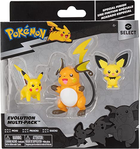 Pokémon Evolution 3 Pack - Pichu, Pikachu, Raichu Figures