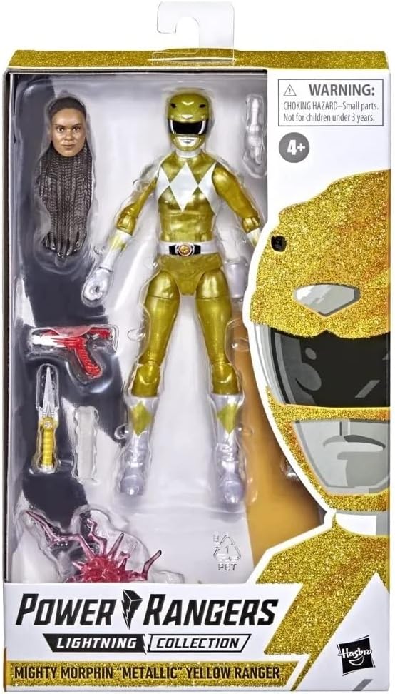 Power Rangers Lightning Collection Mighty Morphin Metallic Yellow Ranger 6-Inch Premium Collectible Action Figure Toy with Accessories F2937