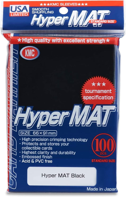 KMC Sleeves Hyper Black Mat Standard Size 66x91mm (100 Count Pack)