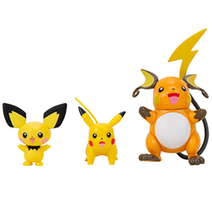 Pokémon Evolution 3 Pack - Pichu, Pikachu, Raichu Figures