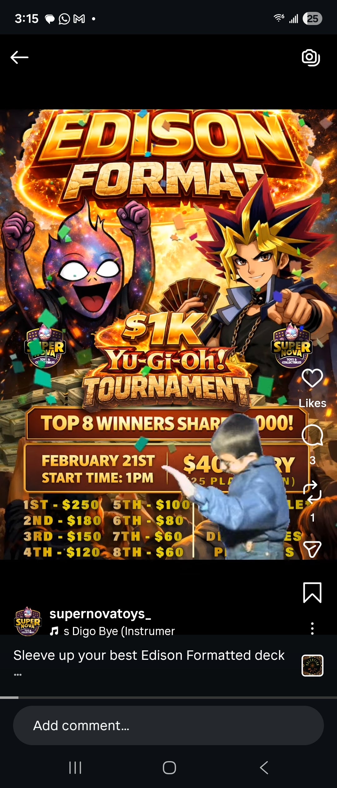 1k Yu-gi-oh Edison tournament Pre- Registration