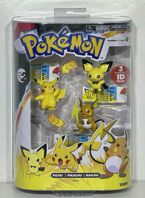 Pokémon Evolution 3 Pack - Pichu, Pikachu, Raichu Figures