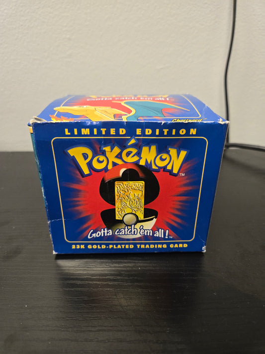 Pokemon Trading Card Vintage 1999 Burger King 23k Gold Plated Charizard BLUE BOX