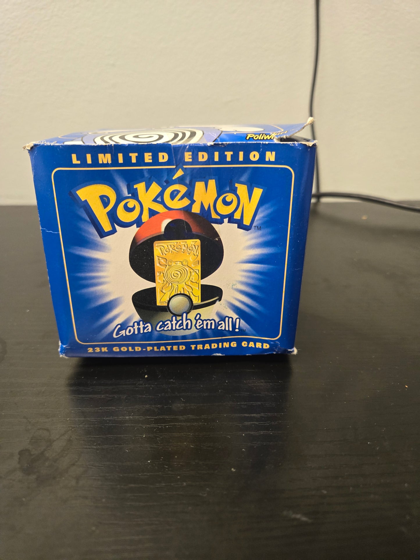 Pokemon Trading Card Vintage 1999 Burger King 23k Gold Plated Poliwhirl BLUE BOX