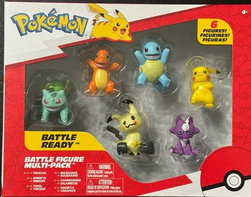 Pokémon Battle Ready Figure Squirtle Pikachu Charmander 1.5" - 6 Multi-Pack -NEW