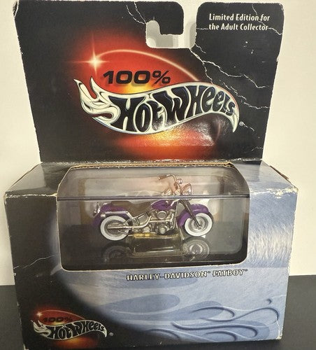Hot Wheels Harley Davidson Fatboy Motorcycle Die Cast 2000/ Purpure/ Wear Box